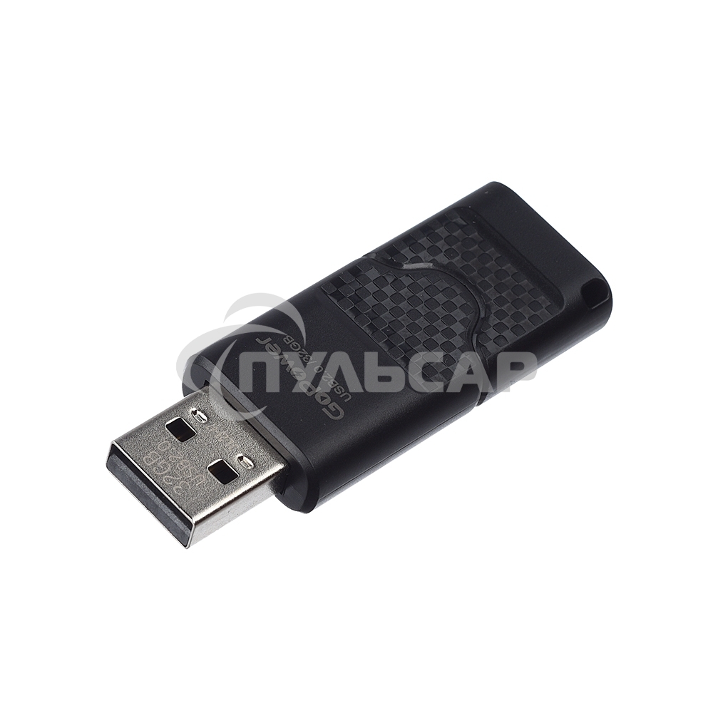 Флешка USB GoPower SLIDER (00-00025964), 32 Gb, USB 2.0, R/W 20/10, черный матовый