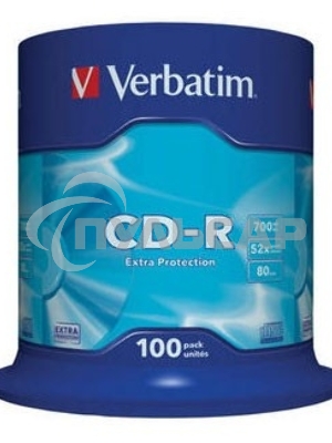 Диск CD-R Verbatim 700Mb 52x Cake Box (100шт) (43411)