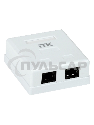 Настенная информационная розетка RJ45 8P8C, кат.5Е UTP, 2-порта, белая 