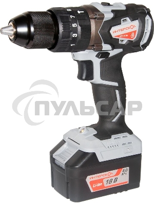 Дрель-шуруповерт ИНТЕРСКОЛ ДАУ-13/18В, Аккумуляторный, 18В, 2 АКБ, Ударный, Кейс