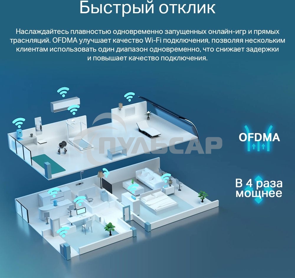 Роутер беспроводной TP-Link Archer AX55 AX3000 10/100/1000BASE-TX черный