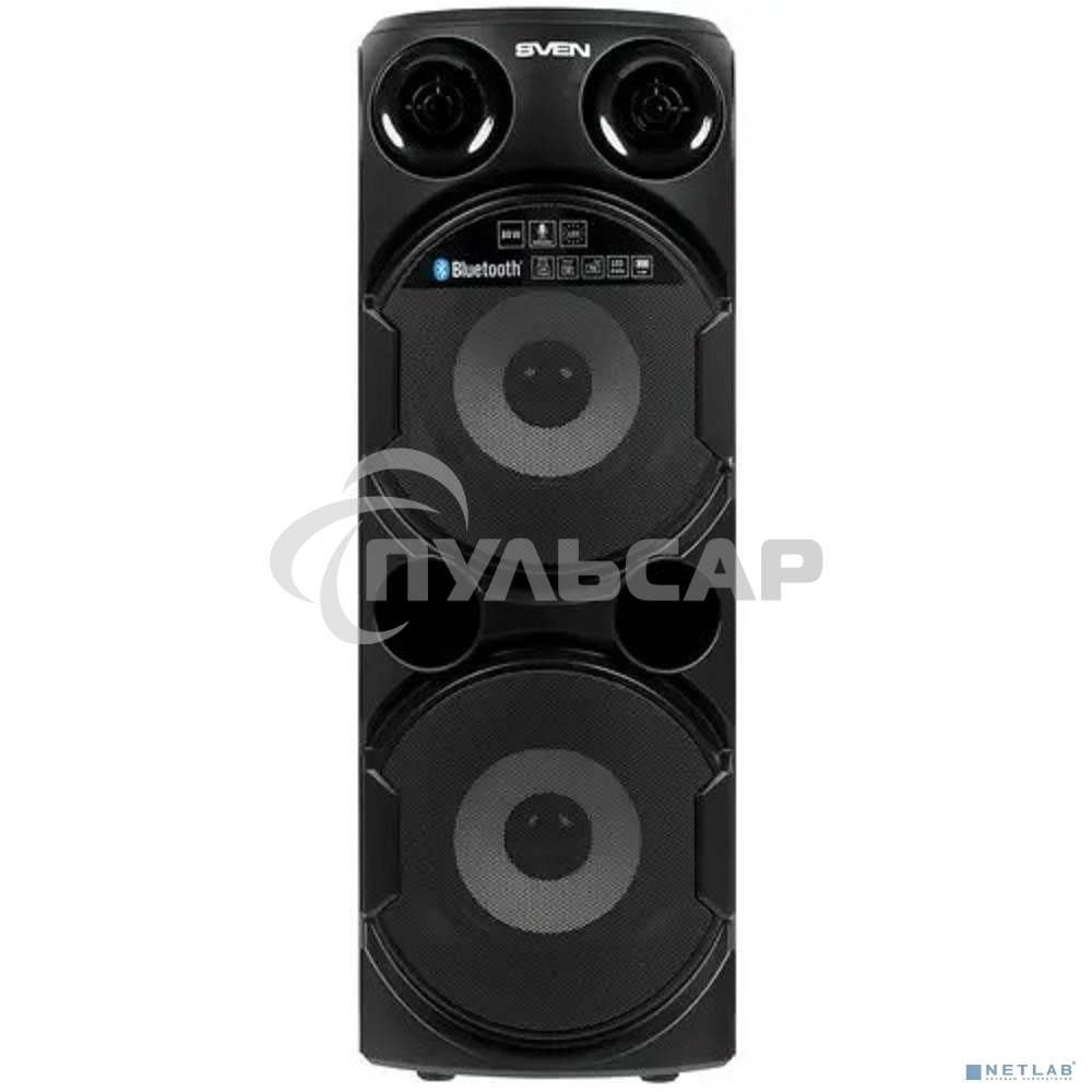 Колонка АС Sven PS-750, черный (80 Вт, TWS, Bluetooth, FM, USB, microSD, LED-дисплей, 2х4400мА*ч)