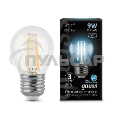Лампа светодиодная Filament Шар E27 9Вт 4100К Gauss 105802209