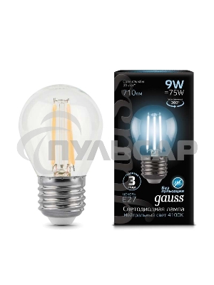 Лампа светодиодная Filament Шар E27 9Вт 4100К Gauss 105802209
