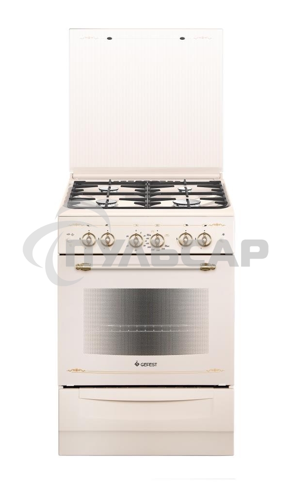 Плита газовая Gefest ПГ 6100-02 0182 бежевый, конфорок 4 шт, духовка 52 л, 60 см x 85 см x 60 см