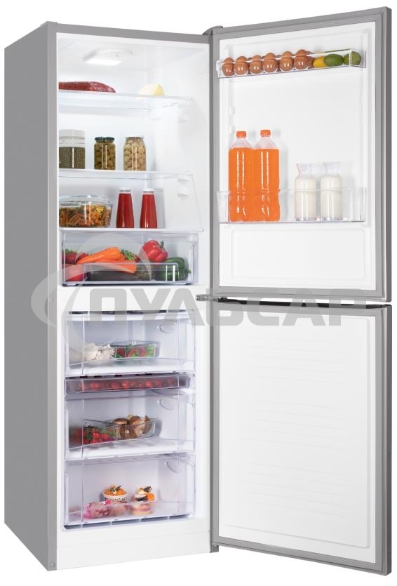 Холодильник Nordfrost NRB 151 S серебристый, двухкамерный 170/115 л морозилка снизу, ручная разморозка