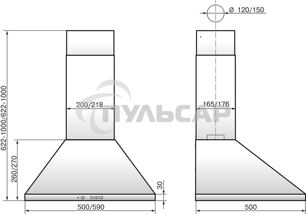 Вытяжка каминная Elikor Вента 50П-430-К3Д белый, 50 см, 430 куб. м/ч, 54 дБ