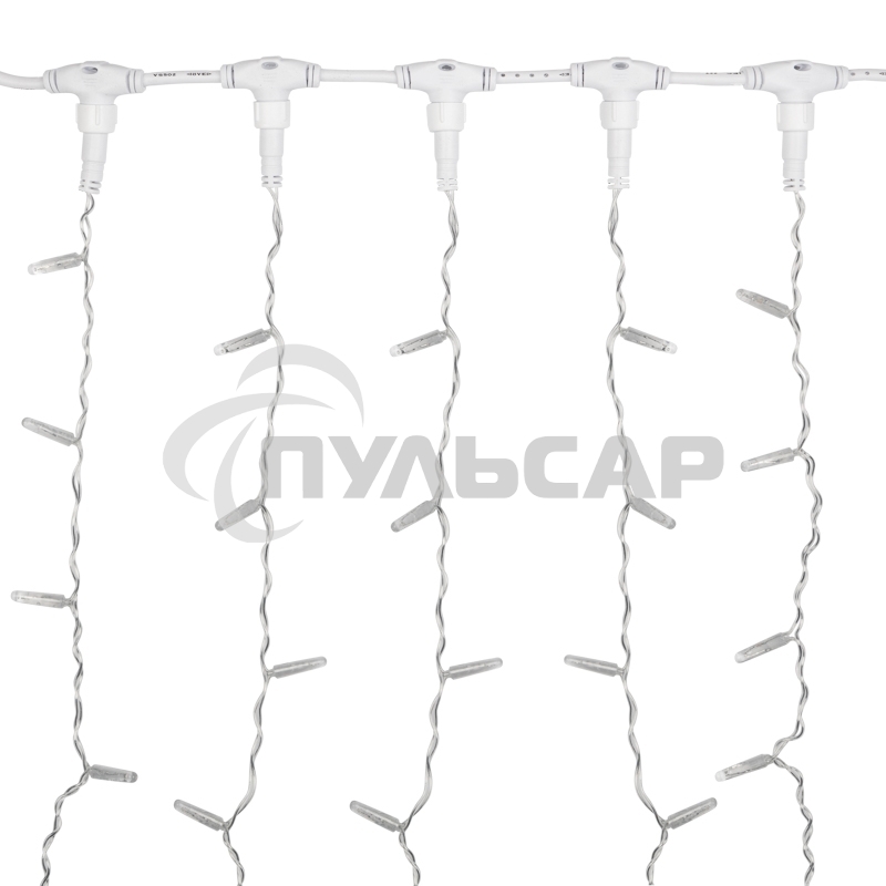 Гирлянда Светодиодный Дождь 2х1,5 м, эффект мерцания, прозрачный провод, 230 В, диоды теплый белый