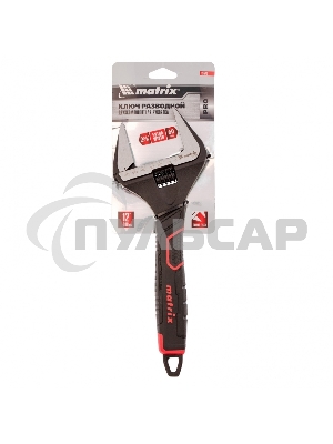 Ключ разводной Matrix, тонкие губки, фосфатированный, 2-х комп рукоятка, 300 мм, PRO