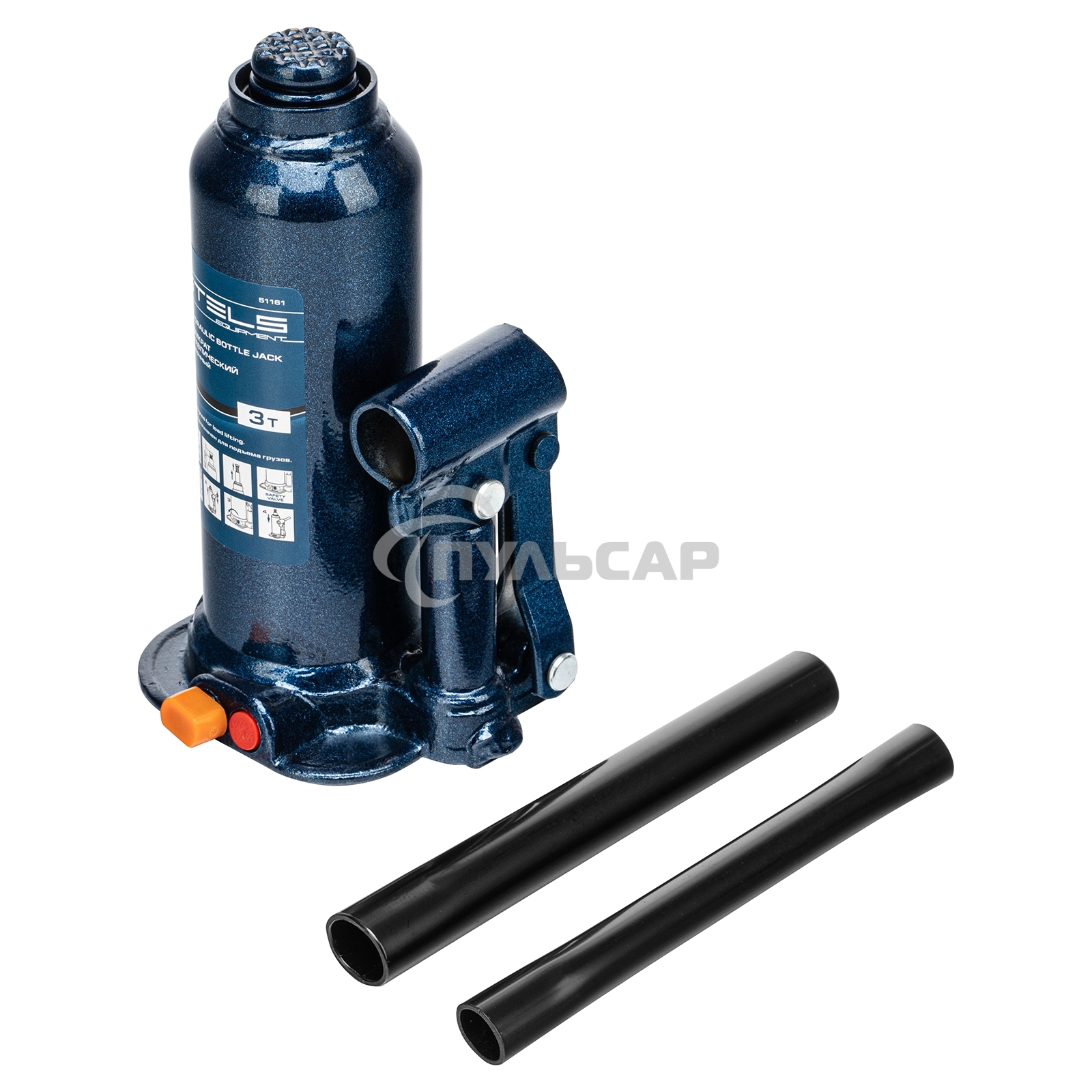 Домкрат гидравлический бутылочный, 3 т, h подъема 188–363 мм Stels