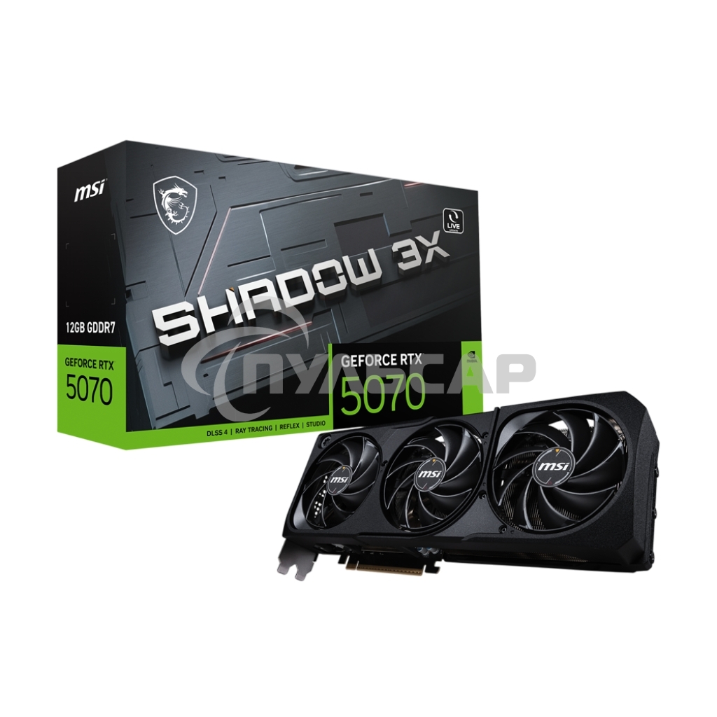 Видеокарта MSI PCI-E 5.0 RTX 5070 12G SHADOW 3X NVIDIA GeForce RTX 5070 12Gb 192bit GDDR7 2542/28000 HDMIx1 DPx3 HDCP Ret