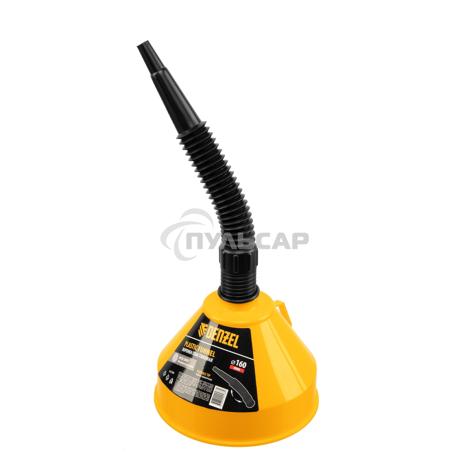 Воронка пластиковая Denzel 160 мм с металлическим ситом и гибким наконечником