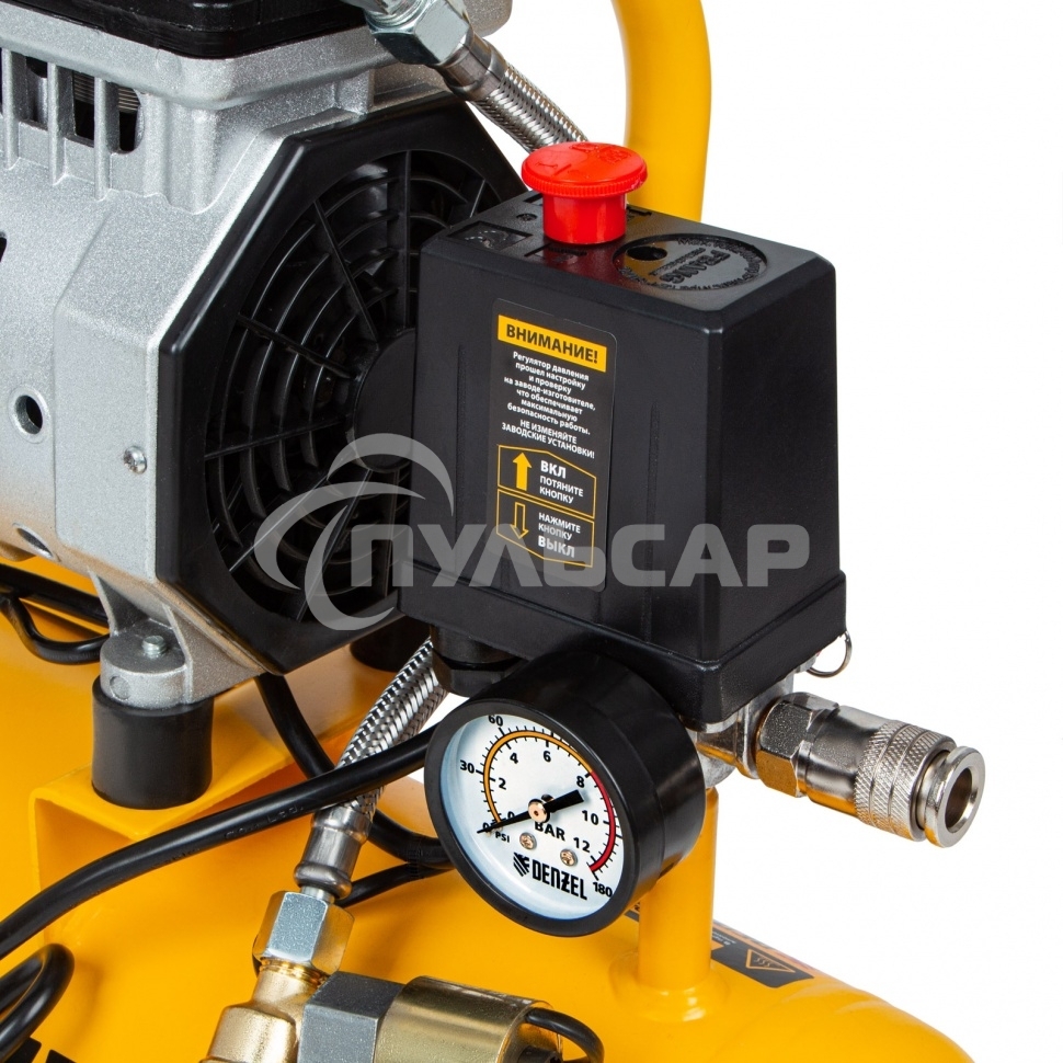 Компрессор DLS650/10 безмаслянный малошумный 650 Вт, 120 л/мин,ресивер 10 л Denzel