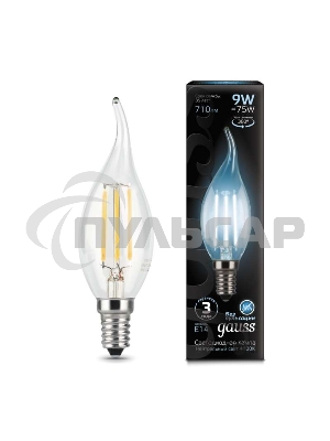 Лампа светодиодная Filament Свеча на ветру E14 9Вт 4100К Gauss 104801209