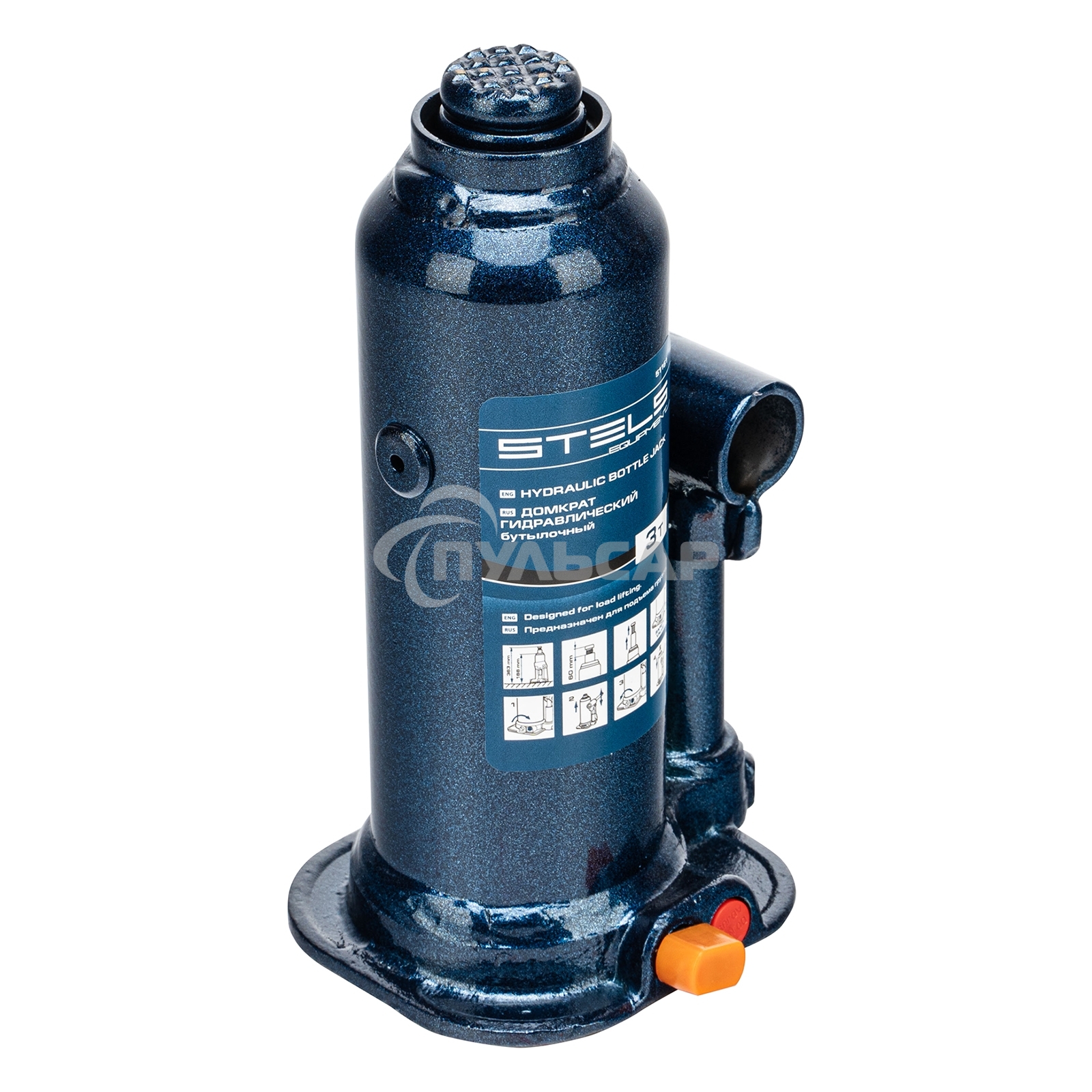 Домкрат гидравлический бутылочный, 3 т, h подъема 188–363 мм Stels