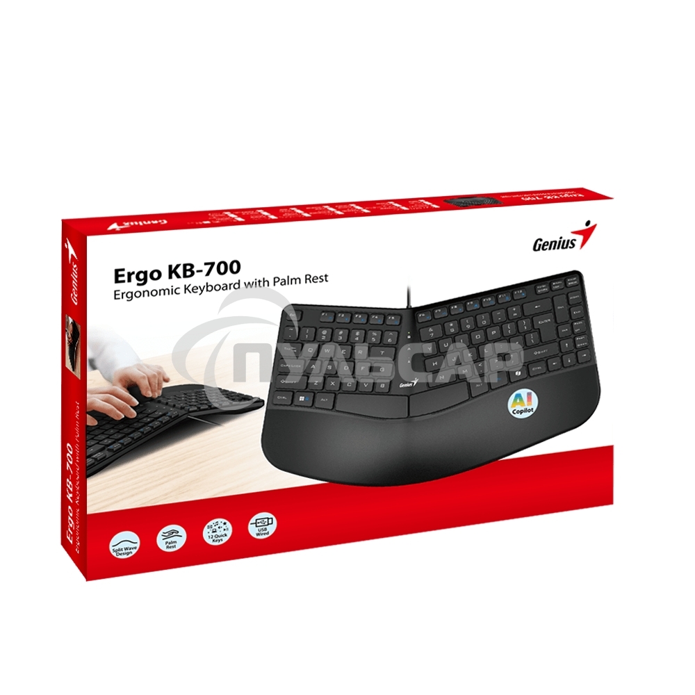 Клавиатура проводная Genius Ergo KB-700, черный, USB, 104 клавиши 31310053402