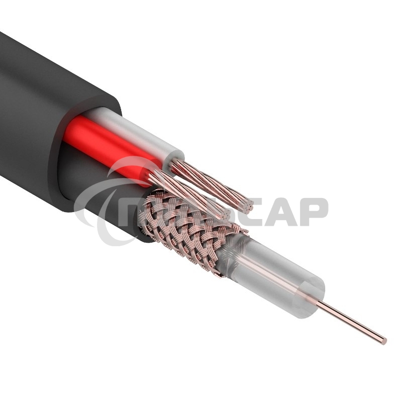 Кабель КВК-П-1,5+2x0,50 мм² (Cu/Cu) черный (бухта 200 м) Rexant
