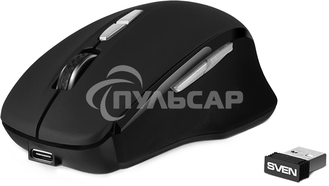 Мышь беспроводная SVEN RX-590SW черный, 1600 dpi, радиоканал, Bluetooth, USB, кнопки - 7