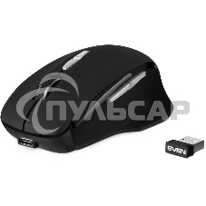 Мышь беспроводная SVEN RX-590SW черный, 1600 dpi, радиоканал, Bluetooth, USB, кнопки - 7