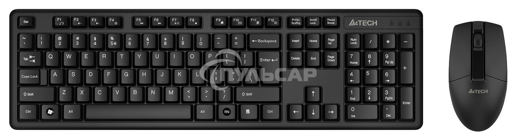 Комплект клавиатура + мышь A4Tech 3330N клав:черный мышь:черный USB беспроводная Multimedia