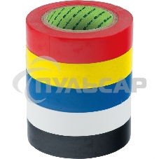 Набор изолент ПВХ цветных 15ммх10м, 5шт/уп, 130мкм Сибртех