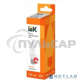 Лампа светодиодная ECO C35 свеча 7Вт 230В 3000К E27 ИЭК LLE-C35-7-230-30-E27