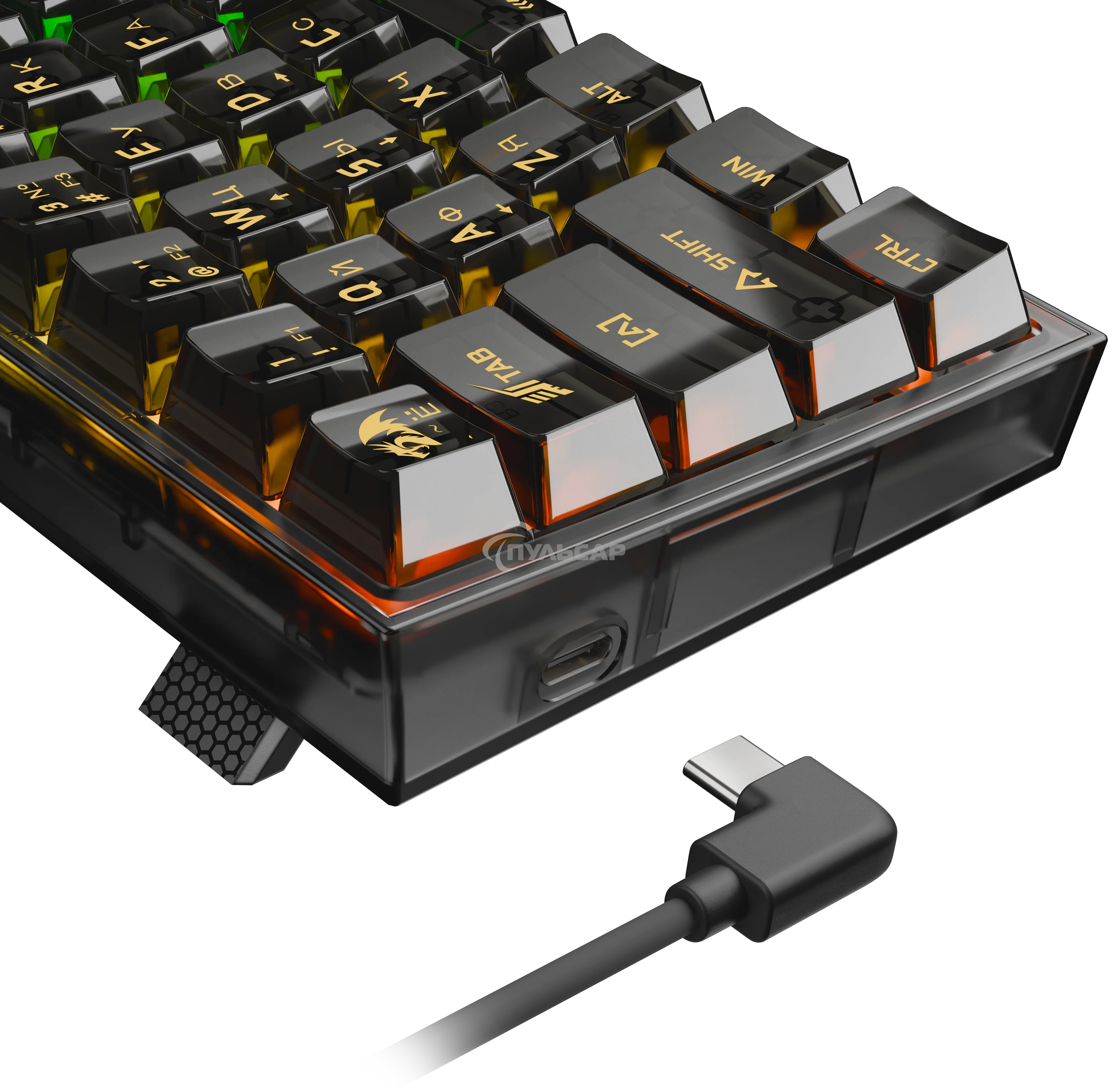 Клавиатура проводная игровая Redragon Fizz прозрачно-черная (USB, +ICE, 61 кл., RGB подсветка)