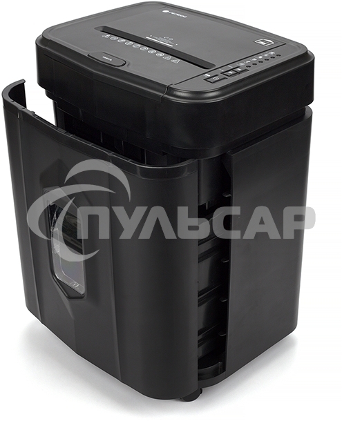 Шредер Heleos АП23-4 черный с автоподачей (секр.P-4) фрагменты 145лист. 23лтр. скрепки скобы пл.карты