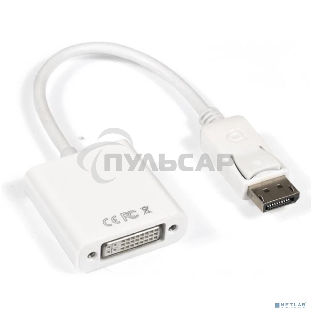 Кабель-переходник DisplayPort-DVI ExeGate EX-DPM-DVIF-0.1 (20M/19F, 0,1м)