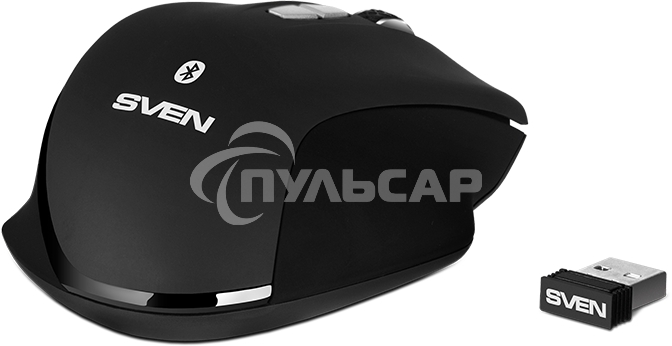 Мышь беспроводная SVEN RX-590SW черный, 1600 dpi, радиоканал, Bluetooth, USB, кнопки - 7