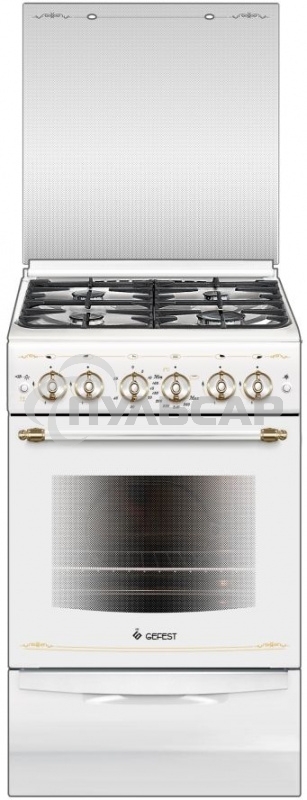 Плита газовая Gefest ПГ 5100-02 0181 белый, конфорок 4 шт, духовка 52 л, 50 см x 85 см x 58.5 см