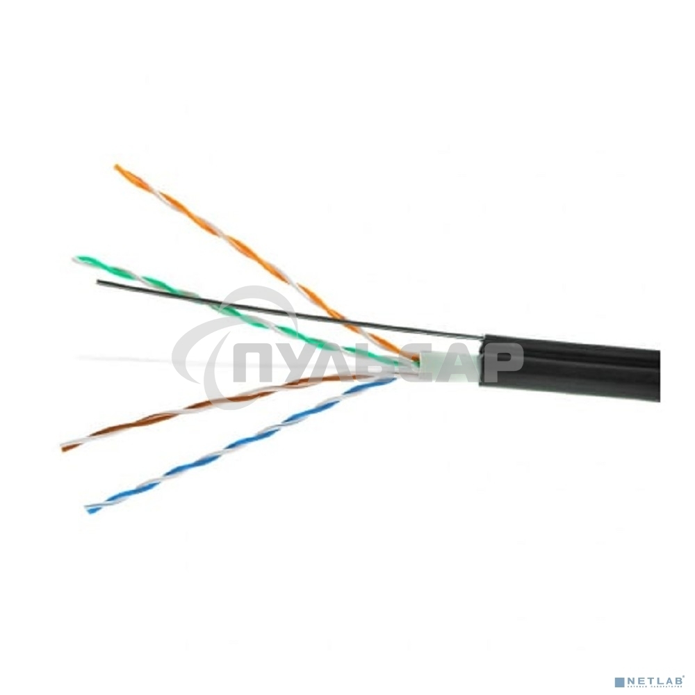 Кабель UTP Outdoor Power Cube PC-UPC-5051E-SO-OUTR кат.5e Fluke МЕДЬ однож. 4х2х0.51 мм, 305 м на катушк, внешний с тросом, черный (FLUKE TEST)