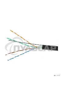 Кабель UTP Outdoor Power Cube PC-UPC-5051E-SO-OUTR кат.5e Fluke МЕДЬ однож. 4х2х0.51 мм, 305 м на катушк, внешний с тросом, черный (FLUKE TEST)