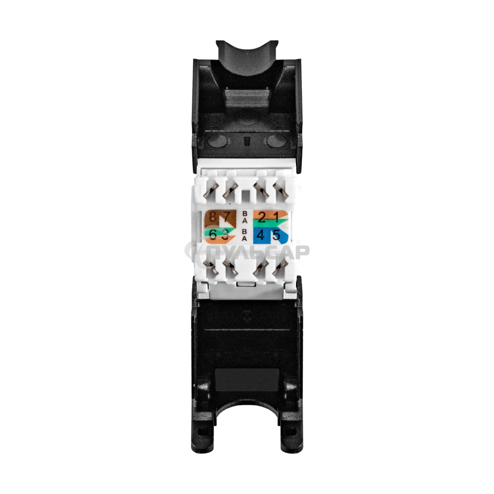 Модуль-вставка Keystone Jack RJ-45 ExeGate KJ-8P8C-U-C6A-180-TL (Кат.6A, неэкранированная, 180 градусов, IDC Toolless (без инструмента))