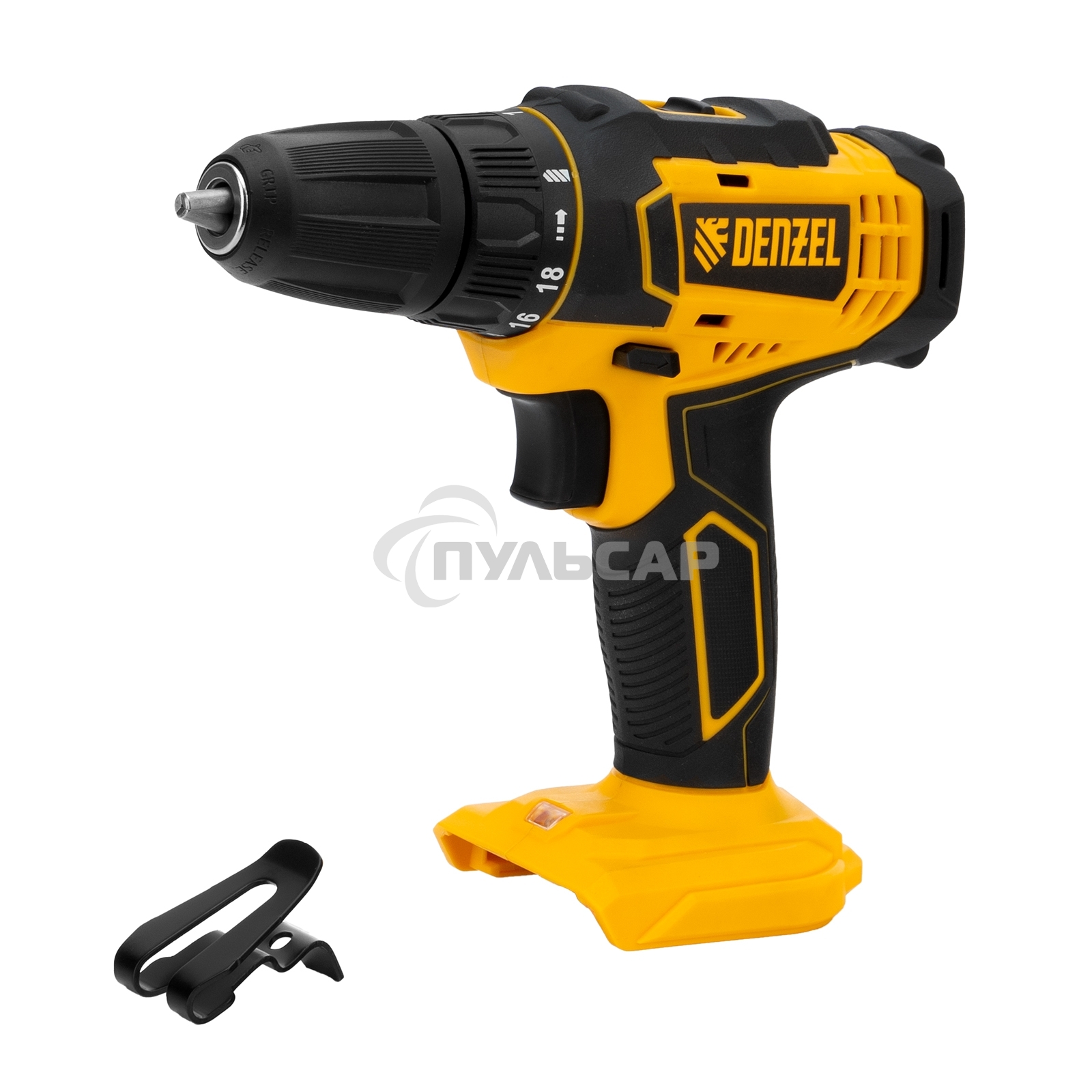 Дрель-шуруповерт Denzel CDL-18-0, Аккумуляторная, 18В, Без АКБ и ЗУ