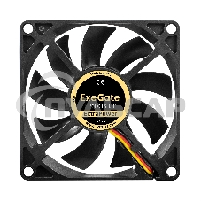 Вентилятор для корпуса ExeGate ExtraPower EP08015B3P черный, 80 мм, 2600 об/мин, 26 дБ, 3 pin