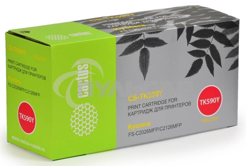 Картридж лазерный Cactus CS-TK590Y желтый (5000 стр.) для Kyocera FS-C2026MFP/C2126MFP/C2526MFP/C2626MFP/C5250DN