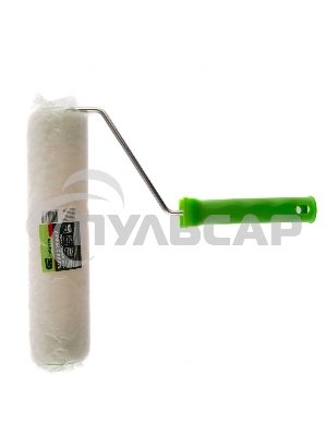 Валик с натуральным мехом, с ручкой, 250 мм, ворс 12 мм, D 48 мм, D ручки - 6 мм, Россия Сибртех