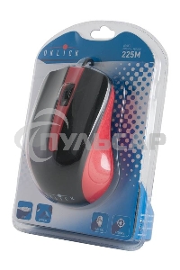 Мышь проводная Oklick 225M черный/красный, 1200 dpi, USB, кнопки - 3