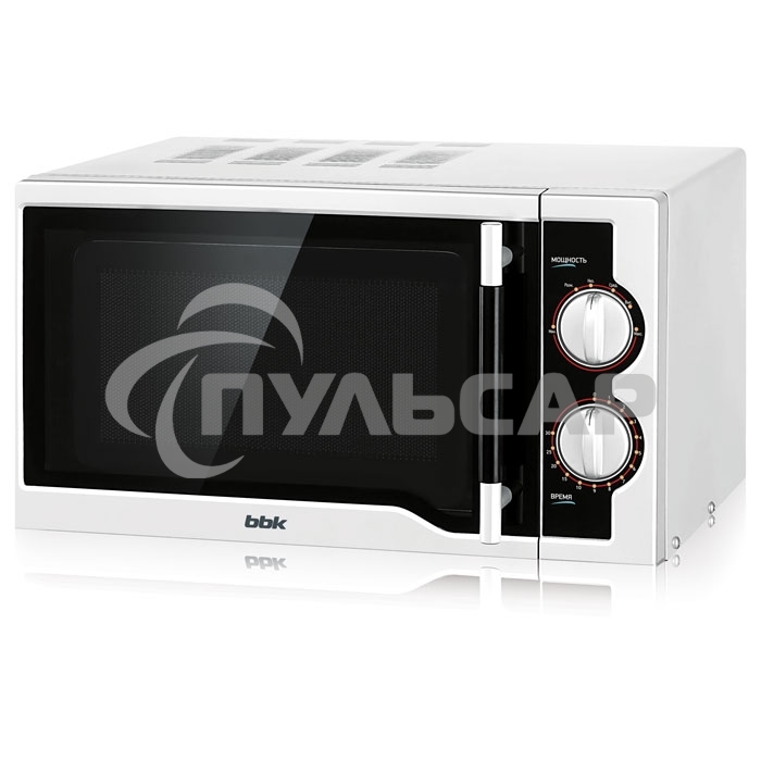 Микроволновая печь BBK 20MWS-712M/WB белый, 20 л, 700 Вт, переключатели - поворотный механизм