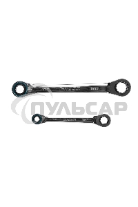 Набор ключей накидных GROSS 14893с трещоткой, 8 - 19 мм, 2 шт., многоразмерные, реверсивные, CrV