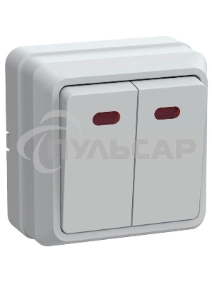 Выключатель 2-кл. ОП ОКТАВА с инд. 10А IP20 ВС20-2-1-ОБ белый ИЭК EVO21-K01-10-DC