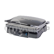 Гриль электрический Galaxy Line GL 2961, черный с серебристым, механическое управление, 2200 Вт, мраморное керамическое покрытие рабочей поверхности, корпус из нержавеющей стали, индикаторы сети и нагрева, регулятор температуры, лопатка и емкости для сбор