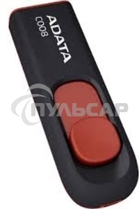 Флешка USB ADATA С008 (AC008-64G-RKD), 64 Gb, USB 2.0, R/W 15/5, черный/красный