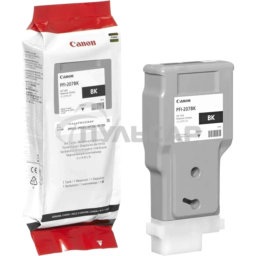 Картридж струйный Canon PFI-207 BK (8789B001) черный (300 мл) для Canon imagePROGRAPH iPF680, 685, 780, 785