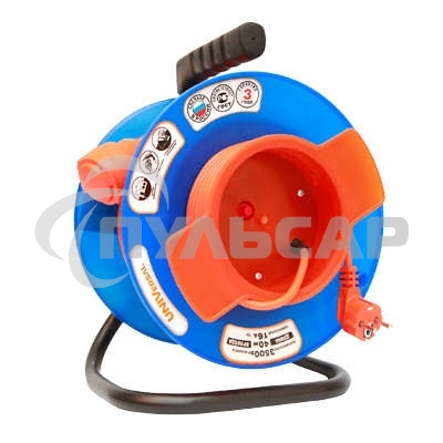 Удлинитель на катушке 1х40м с заземл. 16А IP54 У10-027 термо ПВС 3х1 розетки с защ. крышкой UNIVersal 1678