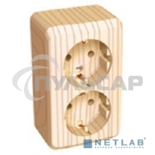 Розетка 2-м ОП Этюд Дача 16А защ. шторки с заземл. сосна SchE PA16-008D