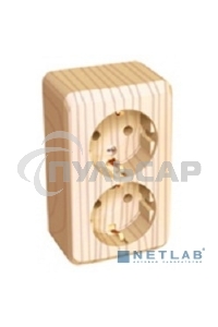 Розетка 2-м ОП Этюд Дача 16А защ. шторки с заземл. сосна SchE PA16-008D