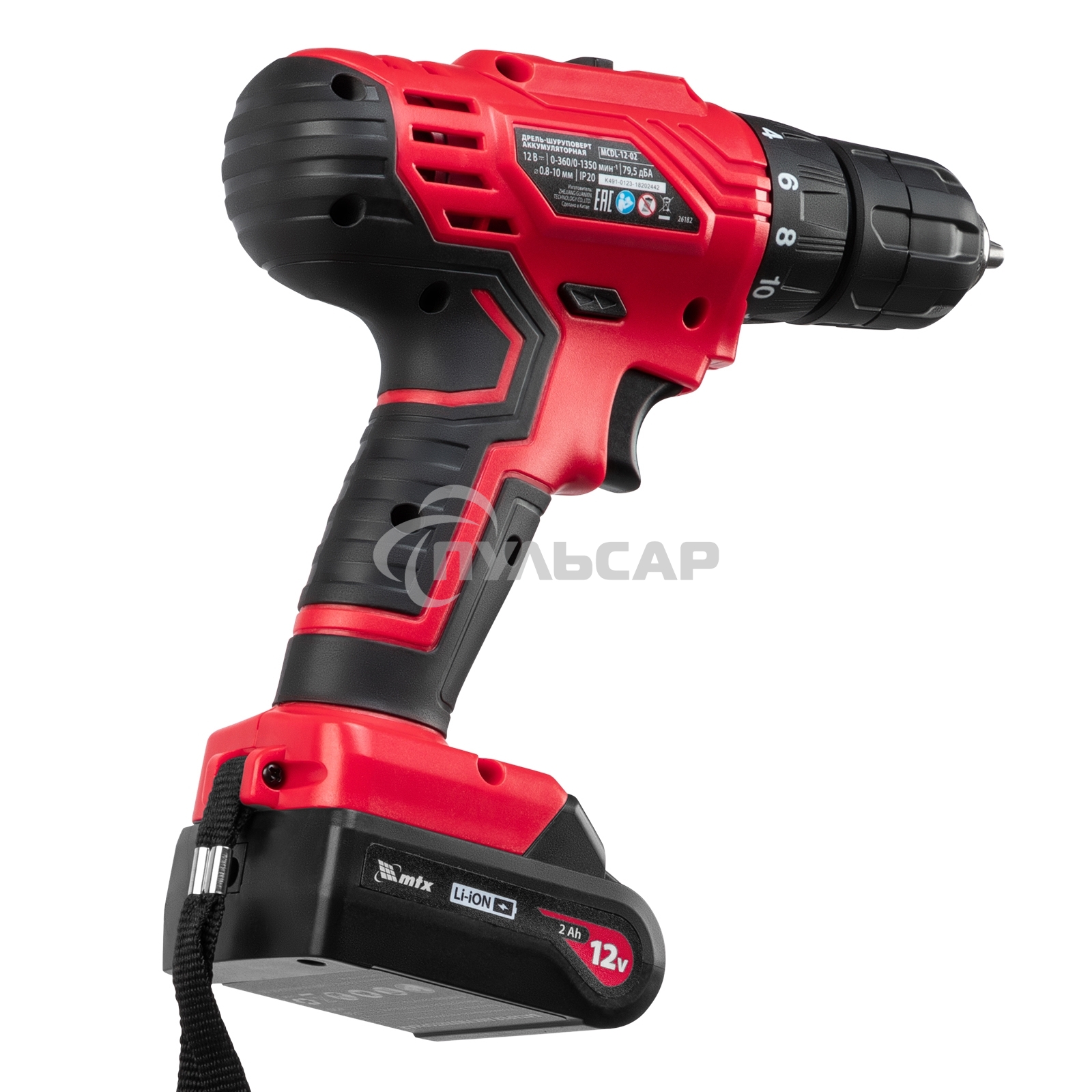 Дрель-шуруповерт MTX MCDL-12-02, Аккумуляторная, 12В, 2 АКБ, Кейс