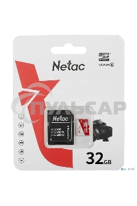 Флеш карта Netac P500 ECO 32Gb MicroSDHC C10 up to 80Mb/s, retail pack with SD Adapter